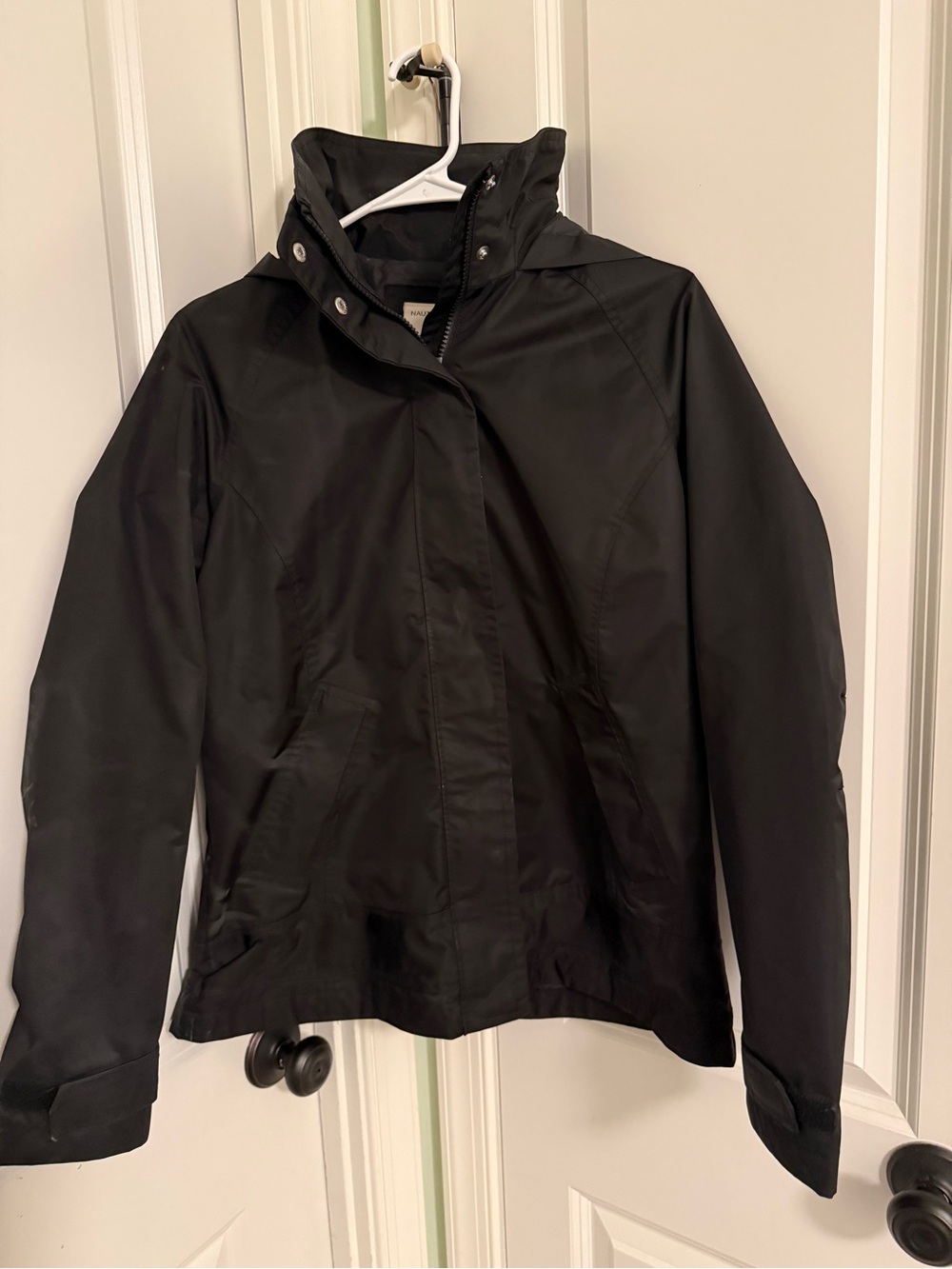 Nautica Black Utility Jacket with Snap Collar